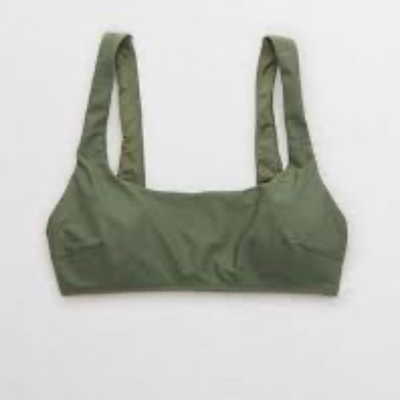 NWT aerie Wide Strap Scoop Bikini Top XS Green - Picture 7 of 7